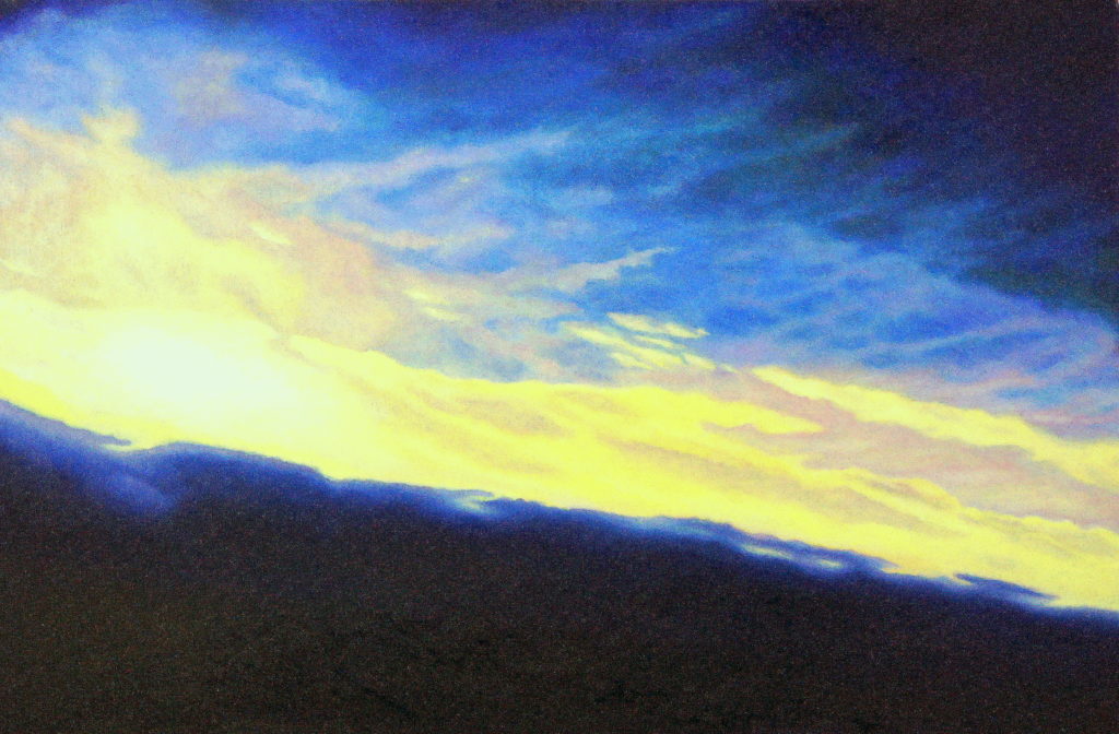 light above the clouds 2017 oil on wood 37x60